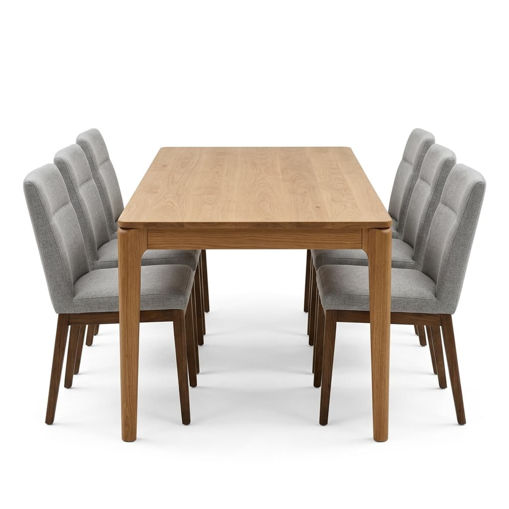 Juego de comedor 6 puestos madera roble macizo